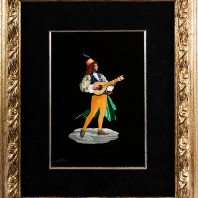 Sale Photo Thumbnail #105: Marco Tacconi, Italian Pietra Dura Stone Mosaic Plaque, Musician