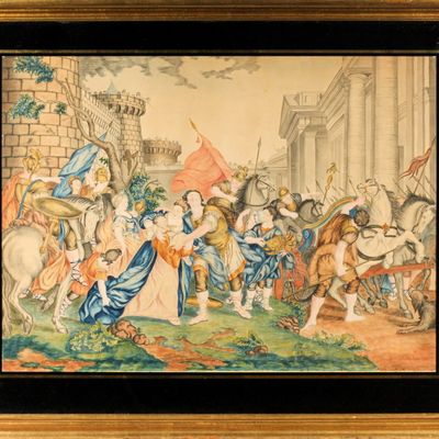 Sale Photo Thumbnail #116: 19th Century Watercolor & Graphite Drawing After an Old Master Painting