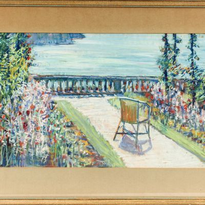 Sale Photo Thumbnail #371: Elizabeth Robson (American, 1864-1932) California Impressionist Painting, Terrace Garden