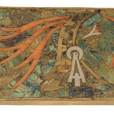 Sale Photo Thumbnail #494: Mid Century Mexican Inlaid Brass Box