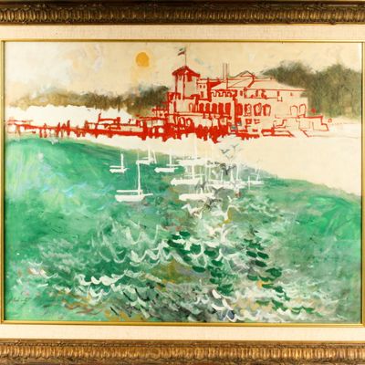 Sale Photo Thumbnail #491: Harlan Krakovitz (American, 20th Century) French Coast, Gouache Painting