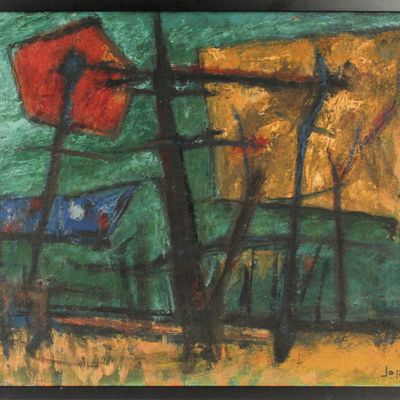 Sale Photo Thumbnail #476: Marcel Janco (Israeli, 1895-1984) Painting, Abstract