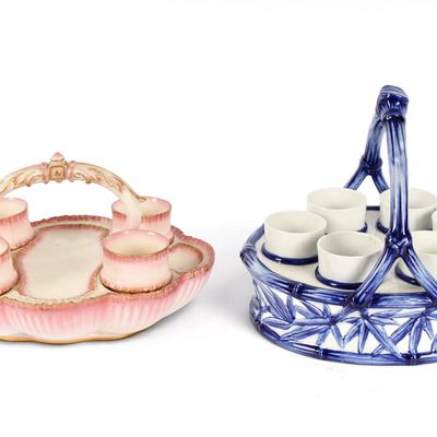 Sale Photo Thumbnail #187: Two Royal Worcester Porcelain Egg Cup Baskets