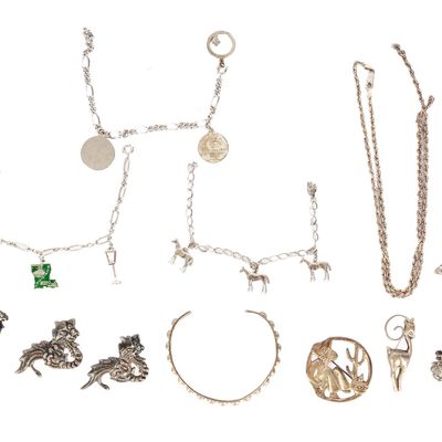 Sale Photo Thumbnail #20: Sterling Silver Jewelry Including Mexican