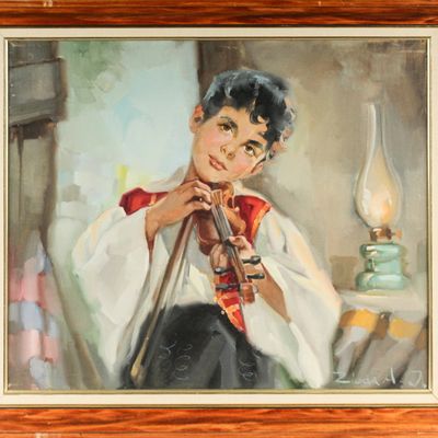 Sale Photo Thumbnail #366: Italian School Painting, Boy With Violin