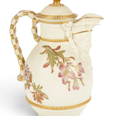 Sale Photo Thumbnail #170: Royal Worcester Porcelain Hand-Painted Covered Pitcher