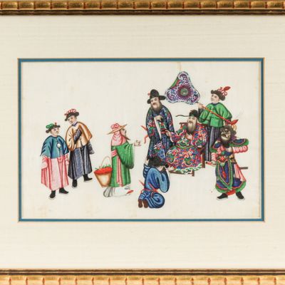 Sale Photo Thumbnail #341: Chinese Watercolor and Gouache on Rice Paper Figural Painting