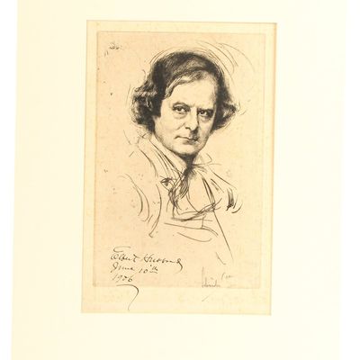 Sale Photo Thumbnail #278: Portrait Etching of Elbert Hubbard by Otto J. Schneider