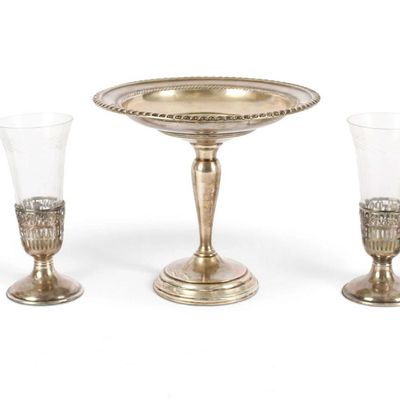 Sale Photo Thumbnail #23: Whiting Sterling Silver Toasting Cups, Weighted Sterling Compote