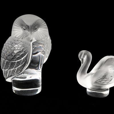 Sale Photo Thumbnail #72: Two Lalique Crystal Animal Paperweights