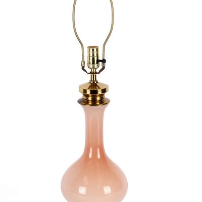 Sale Photo Thumbnail #456: Mid Century Murano Pink Opaline Art Glass Table Lamp