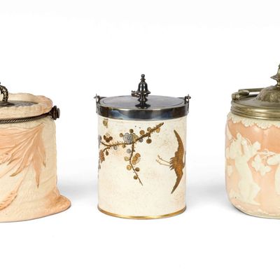 Sale Photo Thumbnail #204: Locke Worcester & Royal Worcester Porcelain Biscuit Barrels