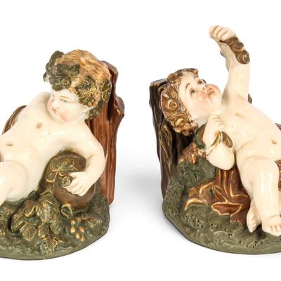 Sale Photo Thumbnail #218: Royal Worcester Porcelain Bacchic Figures, Menu Holders