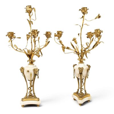 Sale Photo Thumbnail #117: 19th Century French Gilt Bronze & Marble Candelabras