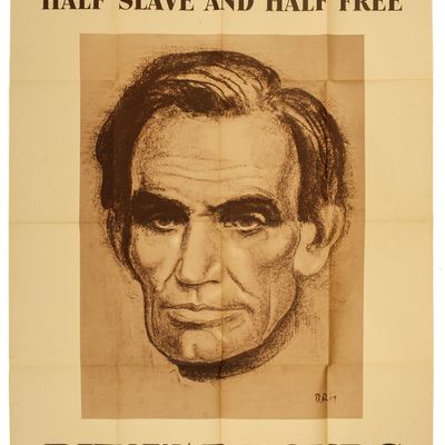 Sale Photo Thumbnail #410: 1943 WWII War Bonds Poster, Abraham Lincoln, Half Slave and Half Free