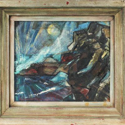 Sale Photo Thumbnail #481: Bertha Schoenbach (American, 1908-1998) Seascape Painting