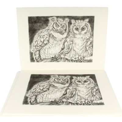 Sale Photo Thumbnail #429: Christine McGinnis (American, 1937-2019) 41 Seated Owl Lithographs