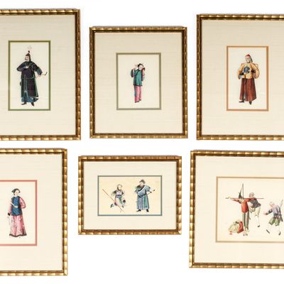 Sale Photo Thumbnail #340: Group of Chinese Watercolor and Gouache on Rice Paper Figural Paintings