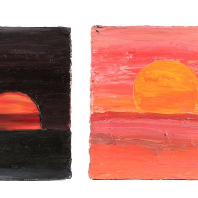 Sale Photo Thumbnail #499: Robert Terry (American, 1953-2021) Sun & Moon Paintings