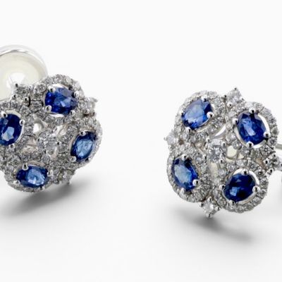 Sale Photo Thumbnail #5: 18K Sapphire and Diamond Earrings