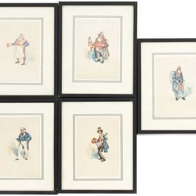 Sale Photo Thumbnail #123: Joseph Clayton Clarke "Kyd" (British, 1856-1938) Five Watercolor Caricature Illustrations.