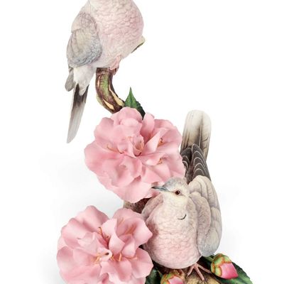 Sale Photo Thumbnail #61: Connoisseur of Malvern "Devotion (Collared Doves with Camellias)" Porcelain Grouping