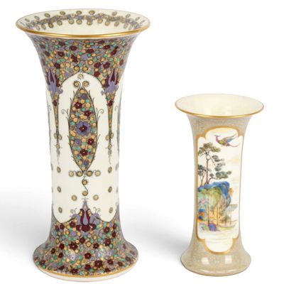 Sale Photo Thumbnail #188: Two Royal Worcester Asian Style Beaker Vases