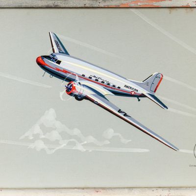 Sale Photo Thumbnail #389: Harry Jaffee (American, 1922-1985) Douglas DC-3 Gouache, American Airlines