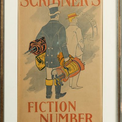 Sale Photo Thumbnail #267: Blanche McManus Scribner's Fiction Number Poster, 1895, Carrying Golf Clubs