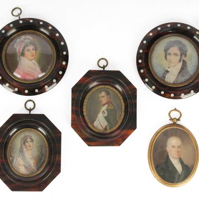 Sale Photo Thumbnail #97: Five Portrait Miniatures Incl. Napoleon and Josephine