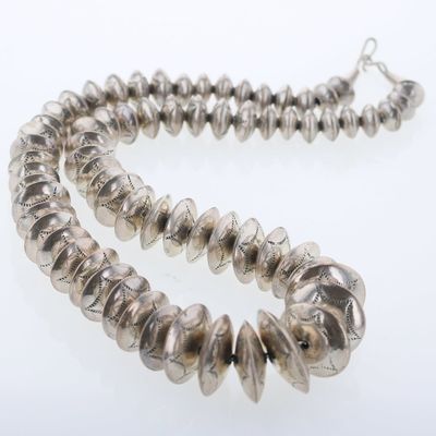 Sale Photo Thumbnail #16: Navajo Silver Saucer Bead Necklace