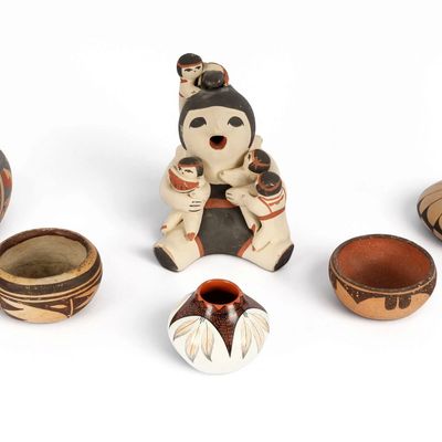 Sale Photo Thumbnail #143: Native American Pottery Bowls, Pots, Storyteller Figure
