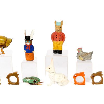Sale Photo Thumbnail #384: Toys Incl. German Papier Mache Rabbit Candy Container