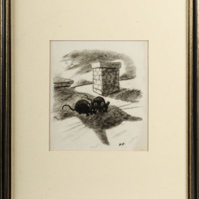 Sale Photo Thumbnail #358: Peggy Bacon (American, 1895-1987) Mice, Illustration Drawing