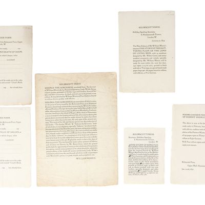Sale Photo Thumbnail #323: Six Kelmscott Press Announcements/Order Forms
