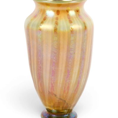 Sale Photo Thumbnail #251: Tiffany Studios Favrile Glass Zipper Vase