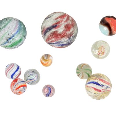 Sale Photo Thumbnail #388: Antique German Onion Skin Marbles, Etc.