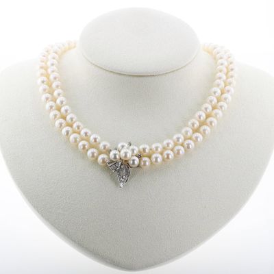 Sale Photo Thumbnail #6: 14K Diamond and Pearl Necklace