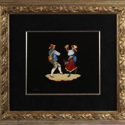 Sale Photo Thumbnail #106: Marco Tacconi, Italian Pietra Dura Stone Mosaic Plaque, Musician