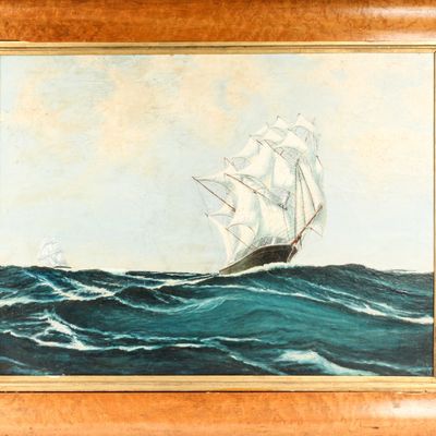 Sale Photo Thumbnail #127: 20th C. American Folk Art Nautical Ship Painting