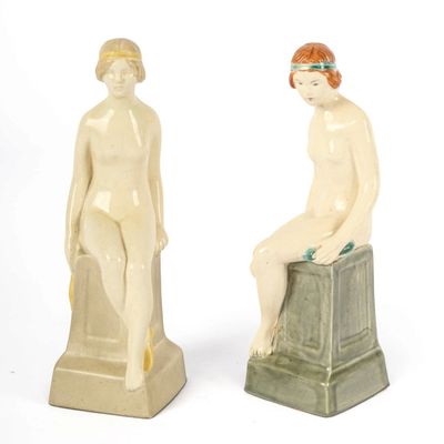 Sale Photo Thumbnail #185: Royal Worcester Art Deco Porcelain Figurines, Nude Female Sitting