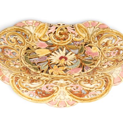 Sale Photo Thumbnail #282: Zsolnay Reticulated Porcelain Tray