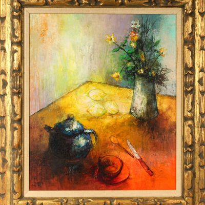 Sale Photo Thumbnail #486: Charles Lanier (American, B. 1938) Mid Century Still Life Painting