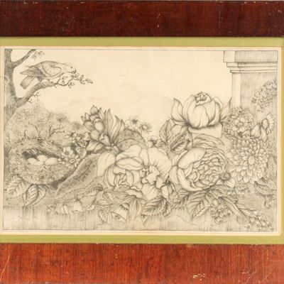 Sale Photo Thumbnail #146: 19th Century American School Folk Art Drawing