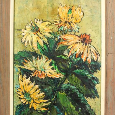 Sale Photo Thumbnail #485: Rose Kopp (Pennsylvania, 20th C.) Chrysanthemums, Mid Century Flower Painting