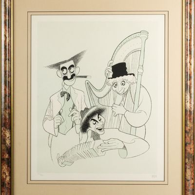 Sale Photo Thumbnail #470: Al Hirschfeld (American, 1903-2003) The Marx Brothers, Signed Lithograph, Artist's Proof