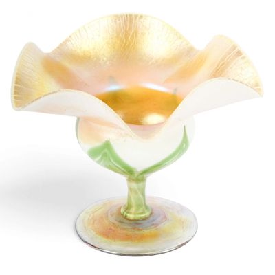 Sale Photo Thumbnail #257: Louis Comfort Tiffany Favrile Ruffled Glass Floriform Compote