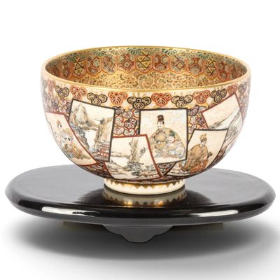 Sale Photo Thumbnail #333: Japanese Meiji Satsuma Pottery Bowl, Attr. Ito Tozan