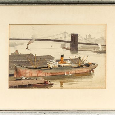 Sale Photo Thumbnail #373: Edmond James Fitzgerald (American, 1912-1989) Brooklyn Bridge, Watercolor