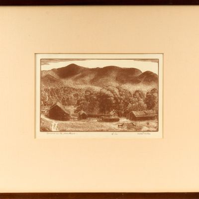 Sale Photo Thumbnail #362: Herbert Ogden Waters (American, 1903-1996) Summer in the Mountains, Wood Engraving